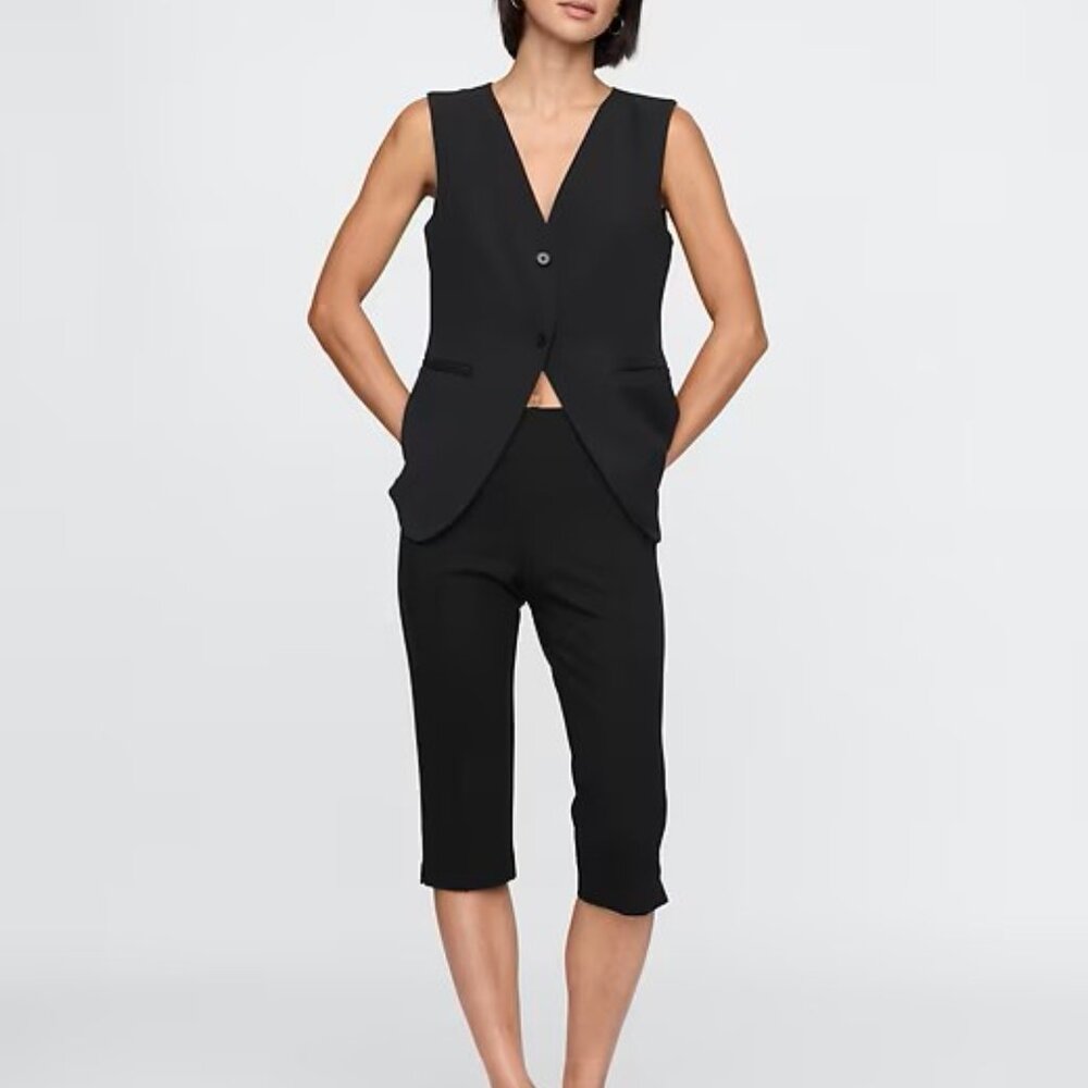 High Rise Double Knit Capris